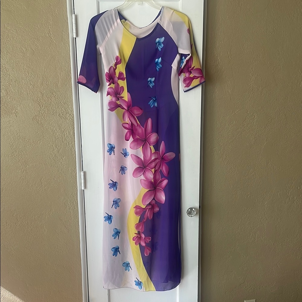 Floral Maxi Dress in Purple and Pink